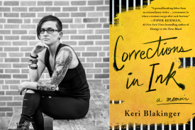 Photo of Keri Blakinger and the cover of her Memoir, Corrections in Ink